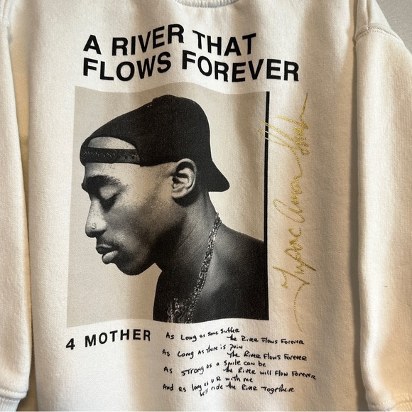 Zara Girls Tupac Cream Graphic Sweatshirt Size 6-7 - Picture 2 of 6